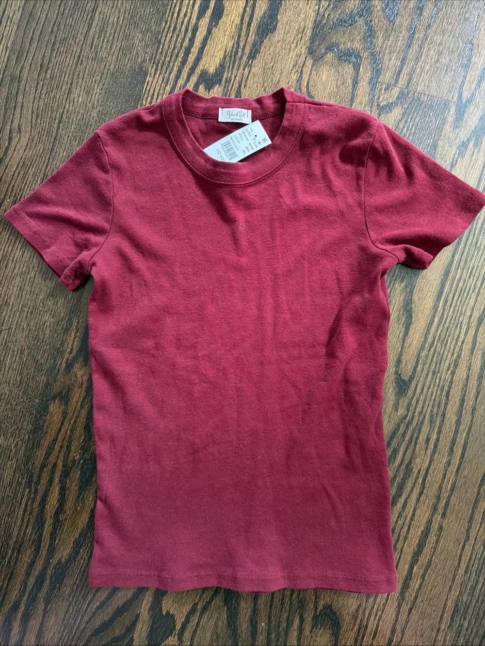 NWT PACSUN JOHN GALT BURGUNDY MAROON WOMEN'S SHORT SLEEVE T-SHIRT TOP - ONE SIZE